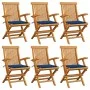 Garden chairs 6 pcs teak wood with royal blue cushions by , Garden chairs - Ref: Foro24-3062551, Price: 456,04 €, Discount: %