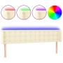 Cabecero con LED cuero sintético crema 203x16x78/88 cm