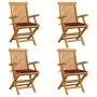 Garden chairs 4 units teak wood with burgundy cushions by , Garden chairs - Ref: Foro24-3065626, Price: 378,85 €, Discount: %