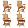 Gartenstühle 4 Stück Teakholz mit roten Kissen von , Gartenstühle - Ref: Foro24-3065626, Preis: 386,28 €, Rabatt: %