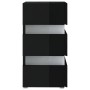 Mesita de noche LED madera ingeniería negro brillo 45x35x67 cm