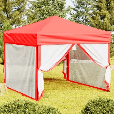 Folding party tent with red side walls 3x3 m by , Tents and gazebos - Ref: Foro24-93534, Price: 123,72 €, Discount: %
