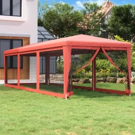 Partyzelt mit 8 Wänden aus rotem HDPE-Netzstoff, 3x9 m. von , Zelte und Pavillons - Ref: Foro24-319245, Preis: 160,97 €, Raba...