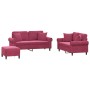 Juego de sofás con cojines 3 piezas terciopelo rojo tinto de , Sofás - Ref: Foro24-3202244, Precio: 618,06 €, Descuento: %