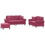 Three-piece velvet burgundy sofa set with cushions by , Sofas - Ref: Foro24-3202244, Price: 608,28 €, Discount: %