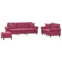 Juego de sofás con cojines 3 piezas terciopelo rojo tinto de , Sofás - Ref: Foro24-3202284, Precio: 627,06 €, Descuento: %