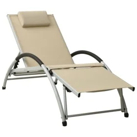 Sonnenliege mit cremefarbenem Textilene-Kissen von vidaXL, Liegen - Ref: Foro24-310530, Preis: 152,12 €, Rabatt: %