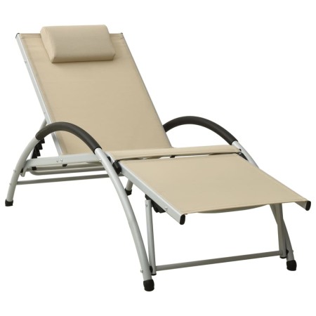 Sun lounger with cream textilene cushion by vidaXL, Loungers - Ref: Foro24-310530, Price: 172,61 €, Discount: %