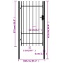 Black steel fence panel with a gate and spikes, 1x1.75 m. by , garden gates - Ref: Foro24-145745, Price: 142,08 €, Discount: %