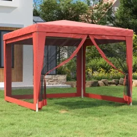 Party tent with 4 red HDPE mesh walls 3x3 m by , Tents and gazebos - Ref: Foro24-319230, Price: 91,28 €, Discount: %