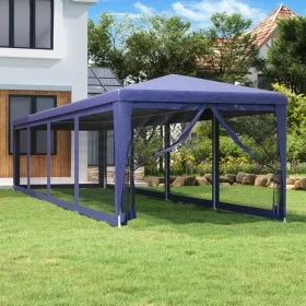 Party tent with 10 blue HDPE mesh walls 3x12 m by , Tents and gazebos - Ref: Foro24-319247, Price: 205,74 €, Discount: %