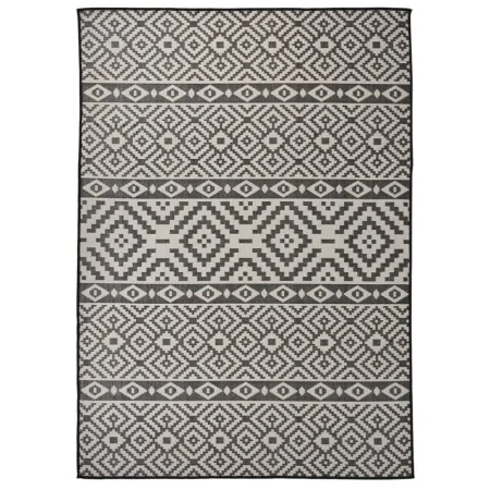 Alfombra de exterior de tejido plano rayas negras 120x170 cm de , Alfombras - Ref: Foro24-340851, Precio: 36,81 €, Descuento: %