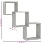 Wall-mounted cube shelf made of gray concrete engineered wood, measuring 68x15x68 cm. by , Shelves and shelves - Ref: Foro24-...