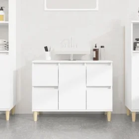 Armario de lavabo madera contrachapada blanco brillo 80x33x60cm de , Tocadores de baño - Ref: Foro24-821270, Precio: 102,09 €...