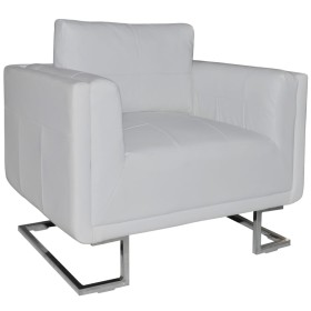 Sillón con patas cromadas cuero sintético blanco de , Sillones - Ref: Foro24-241005, Precio: 313,21 €, Descuento: %