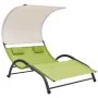 Tumbona doble con toldo textilene verde de vidaXL, Tumbonas - Ref: Foro24-310546, Precio: 218,60 €, Descuento: %