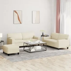 3-teiliges Sofaset aus cremefarbenem Kunstleder. von , Sofas - Ref: Foro24-3201920, Preis: 502,77 €, Rabatt: %