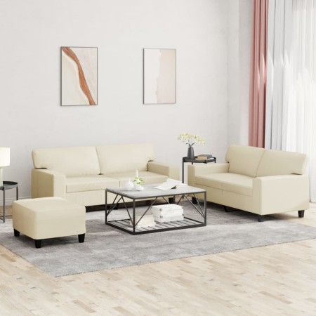 3-piece faux leather sofa set in cream color by , Sofas - Ref: Foro24-3201920, Price: 512,08 €, Discount: %