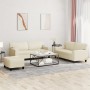 3-teiliges Sofaset aus cremefarbenem Kunstleder. von , Sofas - Ref: Foro24-3201920, Preis: 512,08 €, Rabatt: %