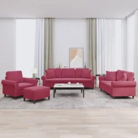 Set of sofas with 4 pieces of red velvet cushions by , Sofas - Ref: Foro24-3202204, Price: 835,87 €, Discount: %