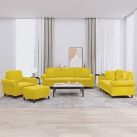 Set of sofas with 4 pieces of yellow velvet cushions by , Sofas - Ref: Foro24-3202206, Price: 762,23 €, Discount: %