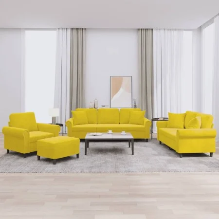 Set of sofas with 4 pieces of yellow velvet cushions by , Sofas - Ref: Foro24-3202206, Price: 762,23 €, Discount: %