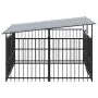 Outdoor dog kennel with steel roof 3.75 m² by , Dog kennels and fences - Ref: Foro24-3124607, Price: 395,63 €, Discount: %