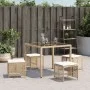 Gartenhocker mit Kissen 4 Stück PE-Rattan beige 41x41x36cm von , Hocker für den Außenbereich - Ref: Foro24-365052, Preis: 98,...