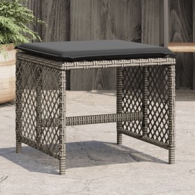 Garden stools with cushions 4 pcs PE rattan gray 41x41x36 cm by , Outdoor ottomans - Ref: Foro24-365050, Price: 100,03 €, Dis...