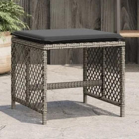 Garden stools with cushions 4 pcs PE rattan gray 41x41x36 cm by , Outdoor ottomans - Ref: Foro24-365050, Price: 96,73 €, Disc...