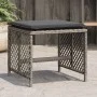 Gartenhocker mit Kissen 4 Stück PE-Rattan Grau 41x41x36 cm von , Hocker für den Außenbereich - Ref: Foro24-365050, Preis: 96,...