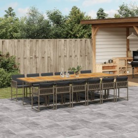Garten-Essgruppe mit 13-teiligen Kissen aus grauem synthetischem Rattan. von , Gartensets - Ref: Foro24-3211490, Preis: 879,2...