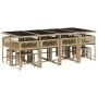 Garten-Essgruppe mit 13-teiligen Kissen aus synthetischem Rattan in Beige. von , Gartensets - Ref: Foro24-3211522, Preis: 724...