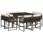 Garden dining set 9 pieces with brown synthetic rattan cushions by , Garden sets - Ref: Foro24-3211557, Price: 424,69 €, Disc...