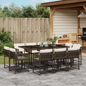 Garden dining set 11 pieces and brown synthetic rattan cushions by , Garden sets - Ref: Foro24-3211569, Price: 636,57 €, Disc...