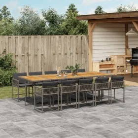 11-piece garden dining set with gray synthetic rattan cushions by , Garden sets - Ref: Foro24-3211478, Price: 857,90 €, Disco...