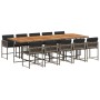 Set de comedor de jardín 11 pzas y cojines ratán sintético gris