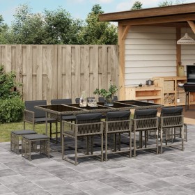 Garden dining set with 13-piece synthetic rattan cushions in gray. by , Garden sets - Ref: Foro24-3211520, Price: 654,43 €, D...