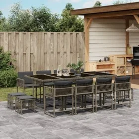 Set comedor de jardín con cojines 13 pzas ratán sintético gris de , Conjuntos de jardín - Ref: Foro24-3211520, Precio: 727,10...