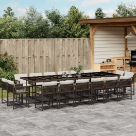 Garden furniture set 17 pieces and brown synthetic rattan cushions by , Garden sets - Ref: Foro24-3211605, Price: 971,41 €, D...