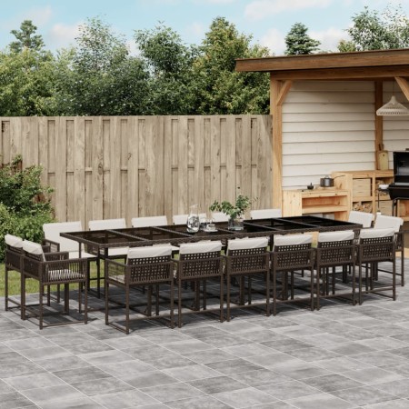 Garden furniture set 17 pieces and brown synthetic rattan cushions by , Garden sets - Ref: Foro24-3211605, Price: 971,41 €, D...