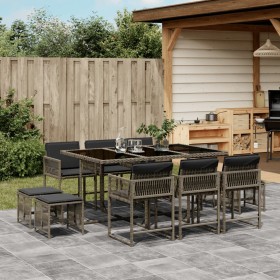 11-piece garden dining set with gray synthetic rattan cushions by , Garden sets - Ref: Foro24-3211508, Price: 469,50 €, Disco...