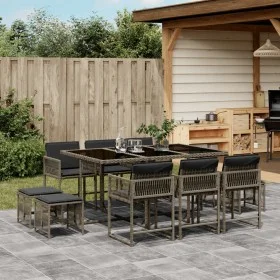 11-piece garden dining set with gray synthetic rattan cushions by , Garden sets - Ref: Foro24-3211508, Price: 521,04 €, Disco...