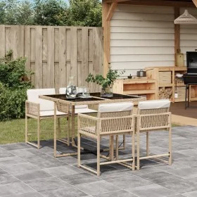Garden dining set 5 pieces with beige synthetic rattan cushions by , Garden sets - Ref: Foro24-3211438, Price: 287,68 €, Disc...