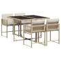 Garten-Essgruppe 5-teilig mit Kissen aus synthetischem Rattan in Beige. von , Gartensets - Ref: Foro24-3211438, Preis: 251,46...