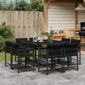 9-piece garden dining set with black synthetic rattan cushions by , Garden sets - Ref: Foro24-3211555, Price: 469,27 €, Disco...