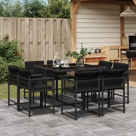 9-piece garden dining set with black synthetic rattan cushions by , Garden sets - Ref: Foro24-3211555, Price: 469,27 €, Disco...