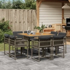 Garden dining set 9 pieces and gray synthetic rattan cushions by , Garden sets - Ref: Foro24-3211562, Price: 514,81 €, Discou...