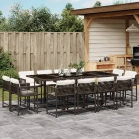 Set muebles de jardín 13 pzas y cojines ratán sintético marrón de , Conjuntos de jardín - Ref: Foro24-3211581, Precio: 838,34...