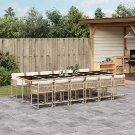 Garden dining set with 13-piece synthetic rattan beige cushions. by , Garden sets - Ref: Foro24-3211486, Price: 899,49 €, Dis...